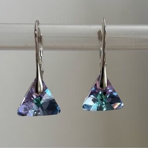 Chic Bijoux Sterling Silver Austrian Crystal Drop Earrings